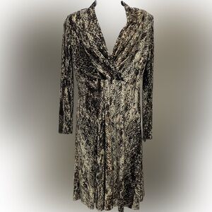 Jones New York Womens Snake Print Long Sleeve Wrap Dress Size 8